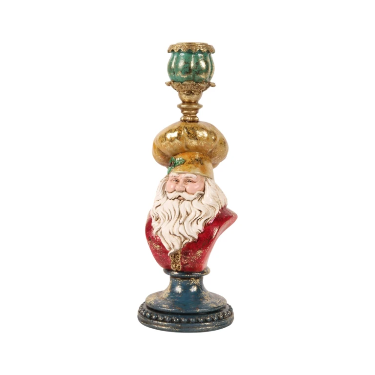 Candélabre Père Noël - 25 cm - or - résine synthétique