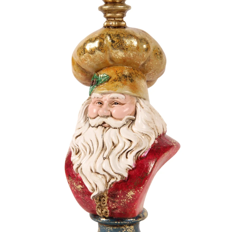 Candélabre Père Noël - 25 cm - or - résine synthétique