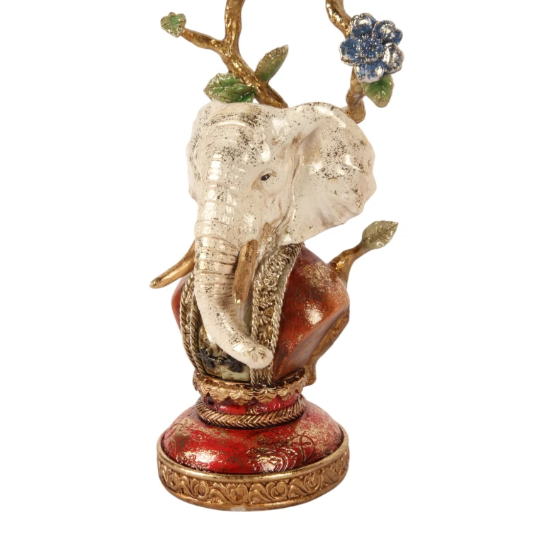 Candélabre éléphant - 31 cm - multicolore - résine artistique