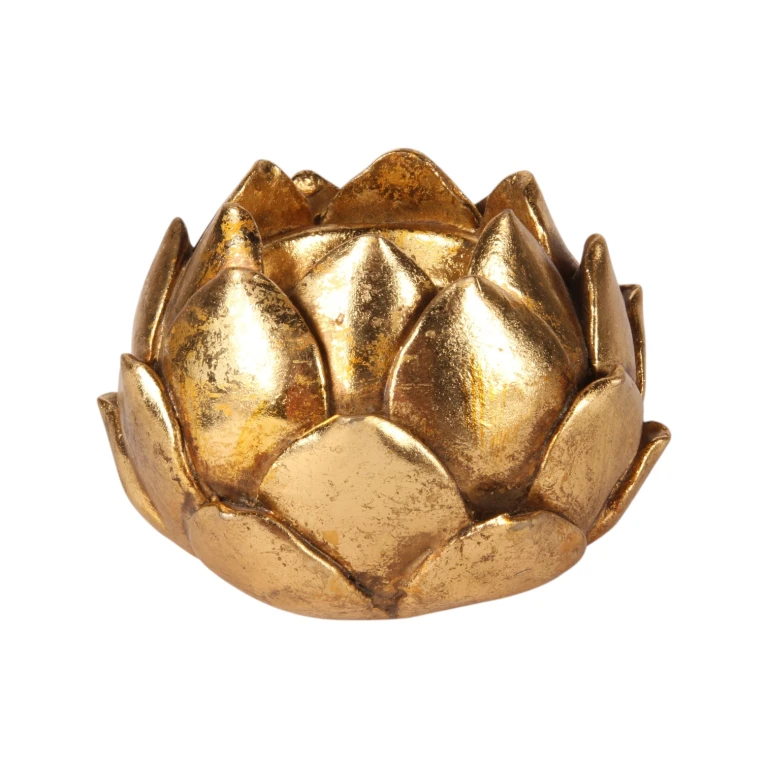 Candélabre Fleur - 7,1 cm - or - résine synthétique
