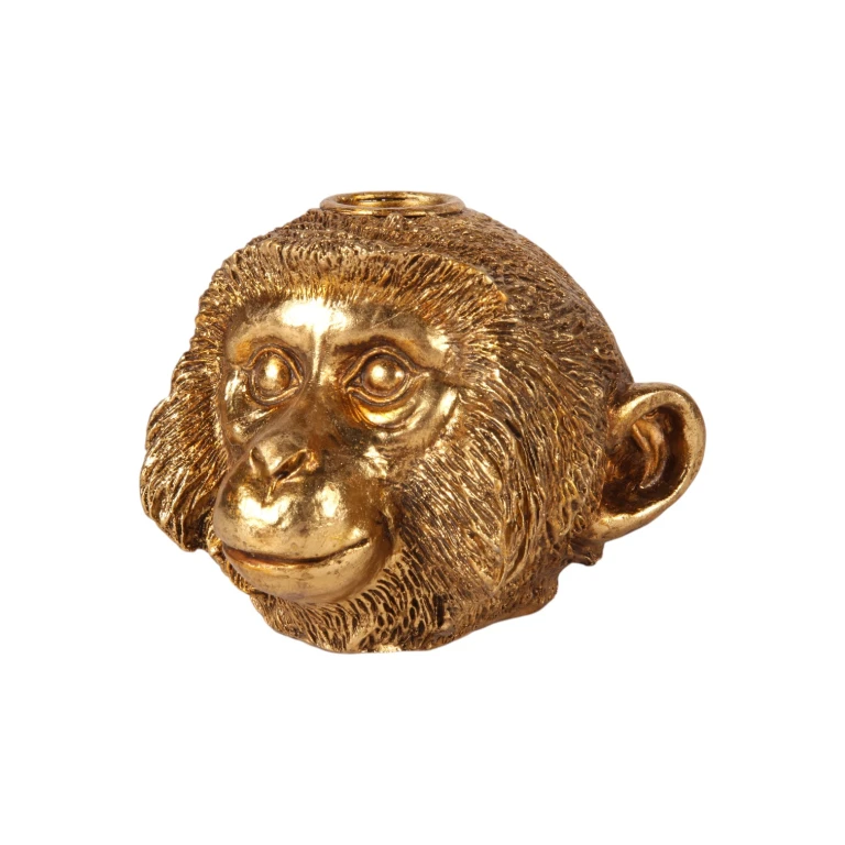 Candélabre singe - 9 cm - or - résine synthétique