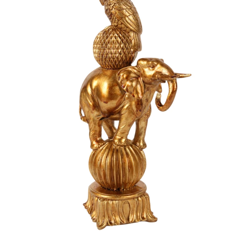 Candélabre éléphant - 27 cm - or - résine synthétique