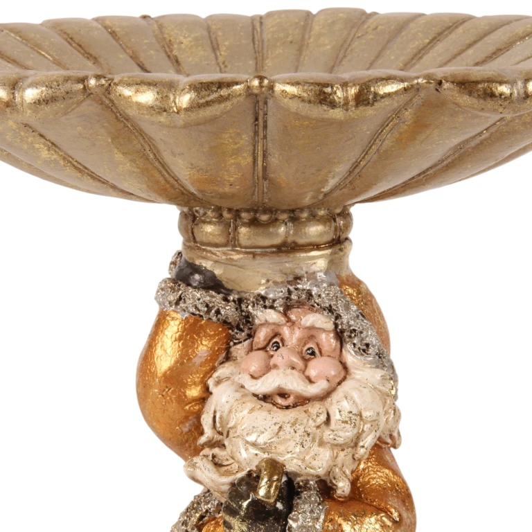 Plateau décoratif Père Noël - or - résine synthétique - 24 cm - 1 pièce