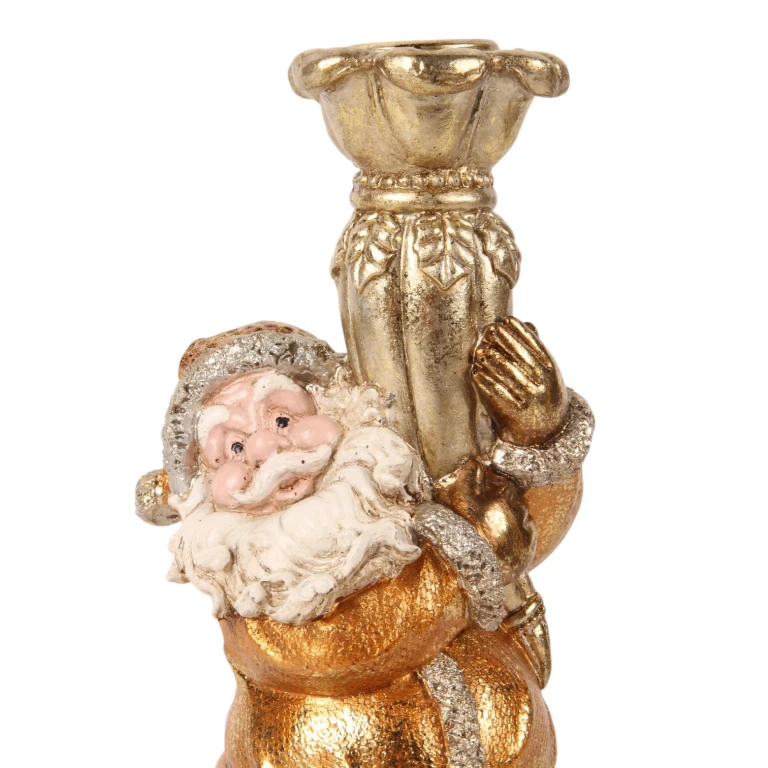 Candélabre Père Noël - 23 cm - or - résine synthétique