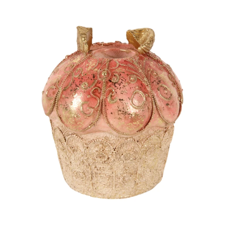 Candélabre Gâteau - 9 cm - rose - résine synthétique
