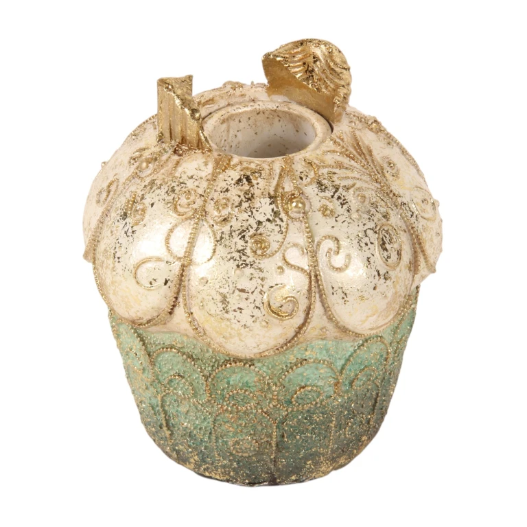 Candélabre Gâteau - 9 cm - bleu/or - résine synthétique