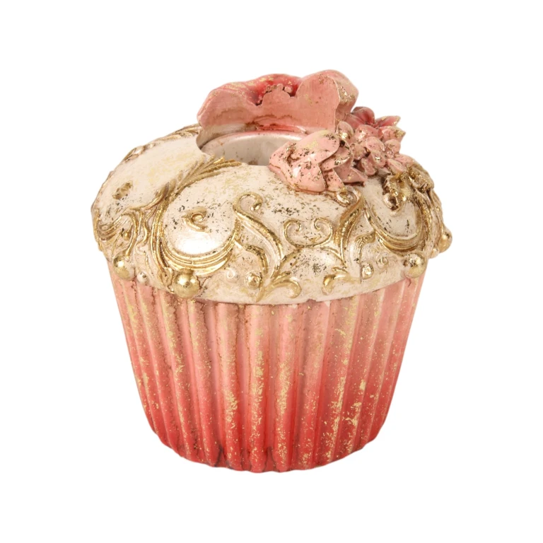 Candélabre Cake - 8 cm - rose - résine synthétique