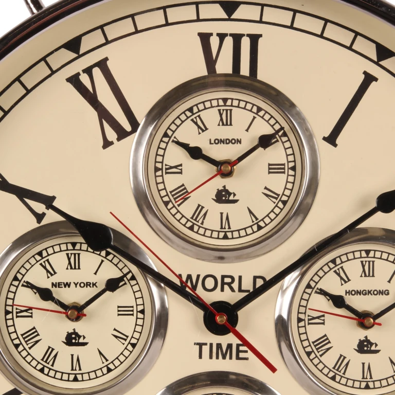 Horloge du monde - argent - rond - 51 cm