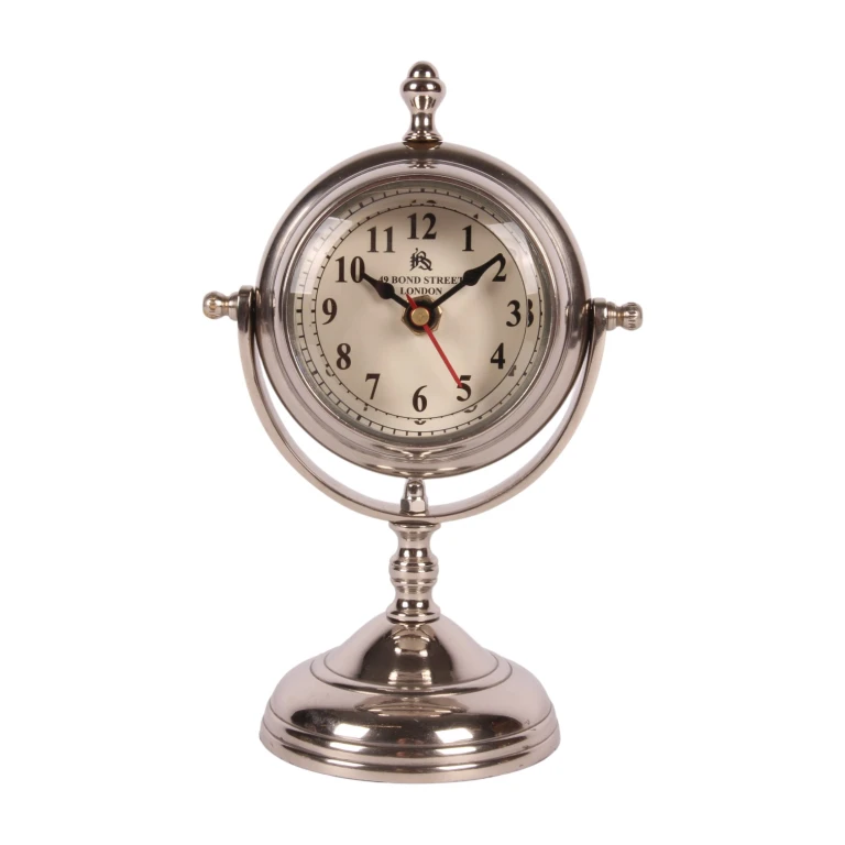 Horloge de table sur pied - argent - aluminium - 22 cm - 1 pièce