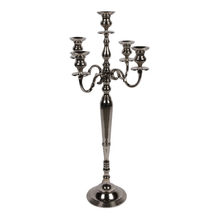 Candélabre - 5 bras - 104 cm - argent - aluminium