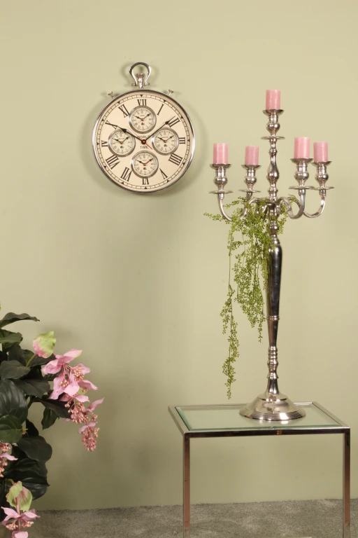Candélabre - 5 bras - 104 cm - argent - aluminium