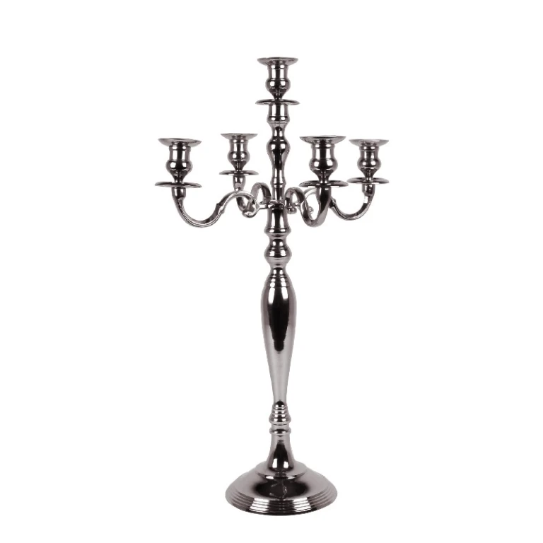 Candélabre à 5 bras - 80 cm - argent - aluminium