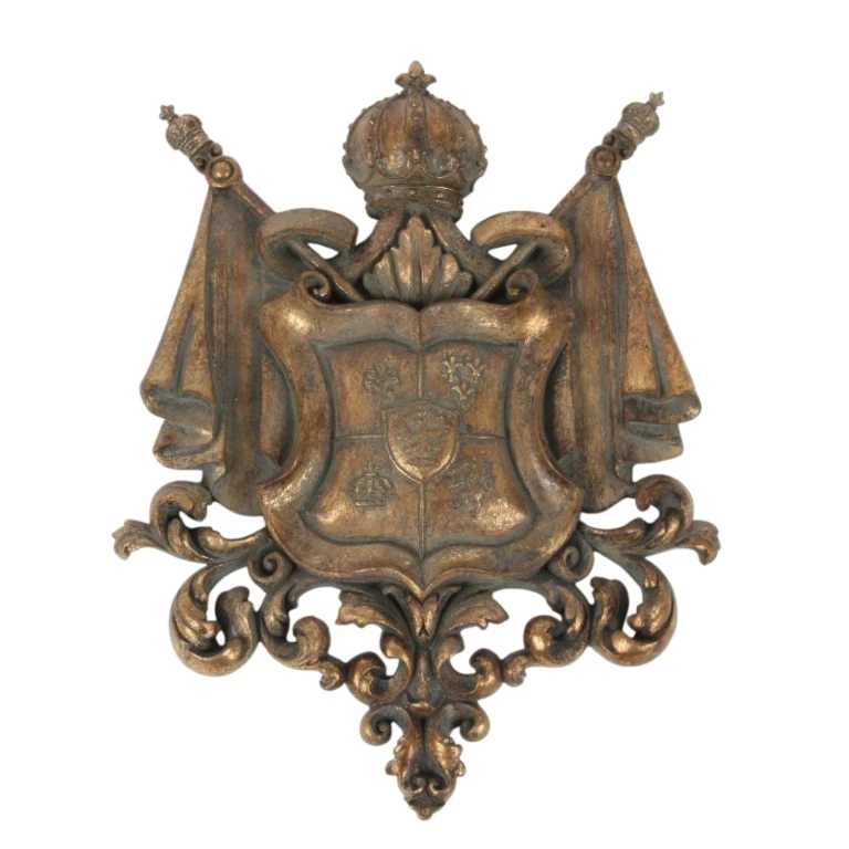 Ornement mural blason - or - 36,5 cm - résine synthétique
