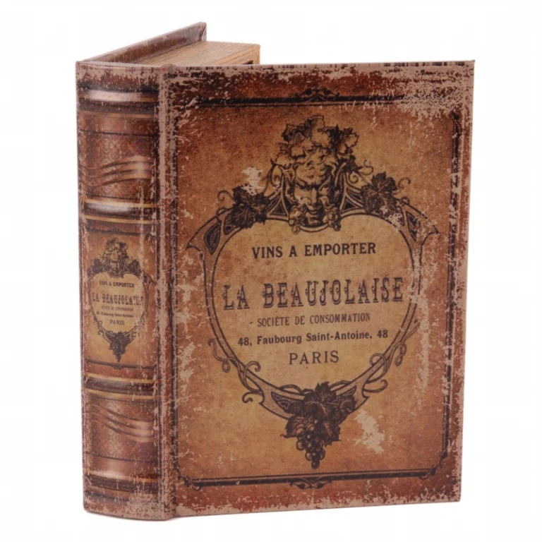 Boîte de rangement en forme de livre - 20 x 14 x 4 cm - brun - simili cuir