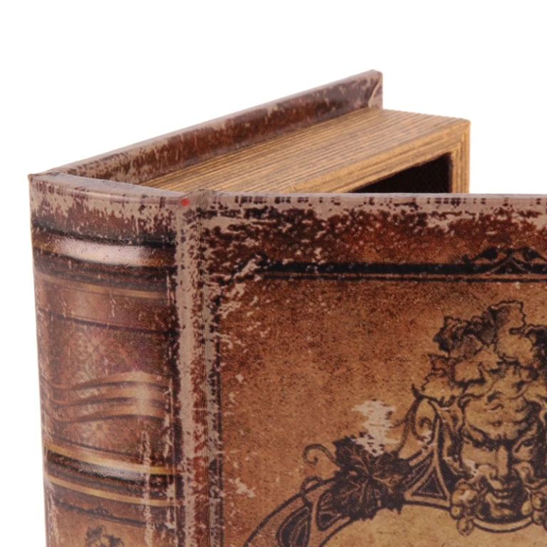 Boîte de rangement en forme de livre - 20 x 14 x 4 cm - brun - simili cuir