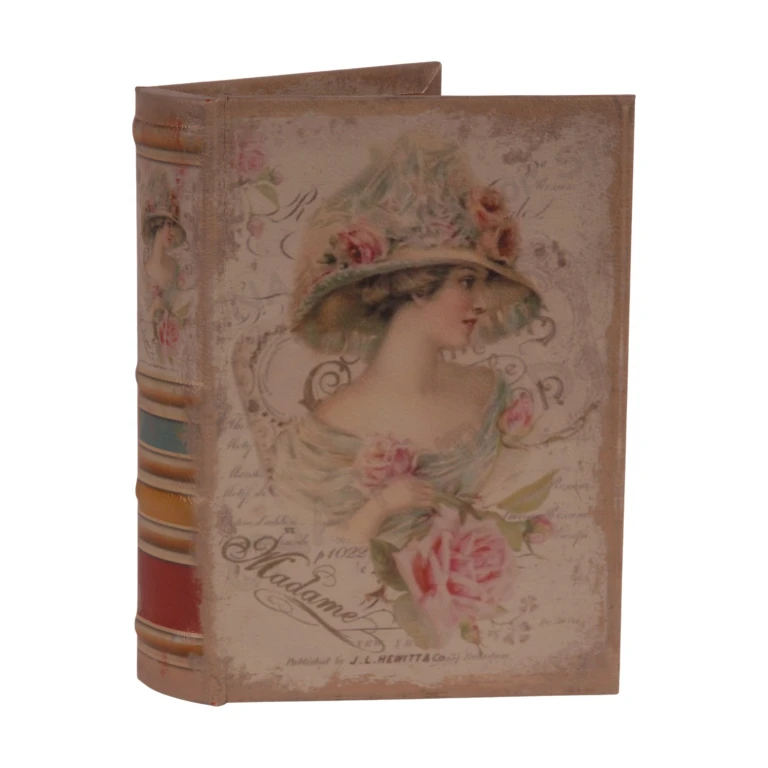 Boîte de rangement en forme de livre - 20 cm - rose - simili cuir