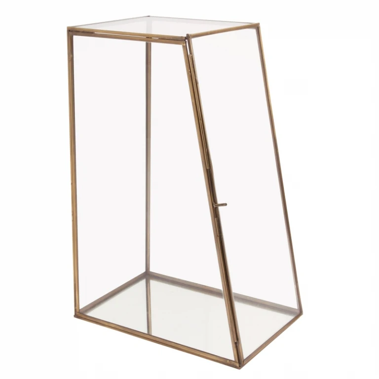 Boîte d'exposition - laiton et verre - or - 45 cm - 1 pièce