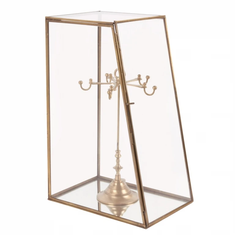 Boîte d'exposition - laiton et verre - or - 45 cm - 1 pièce