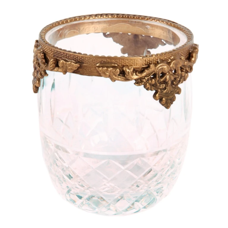 Bougeoir - or - laiton & verre - 10 cm