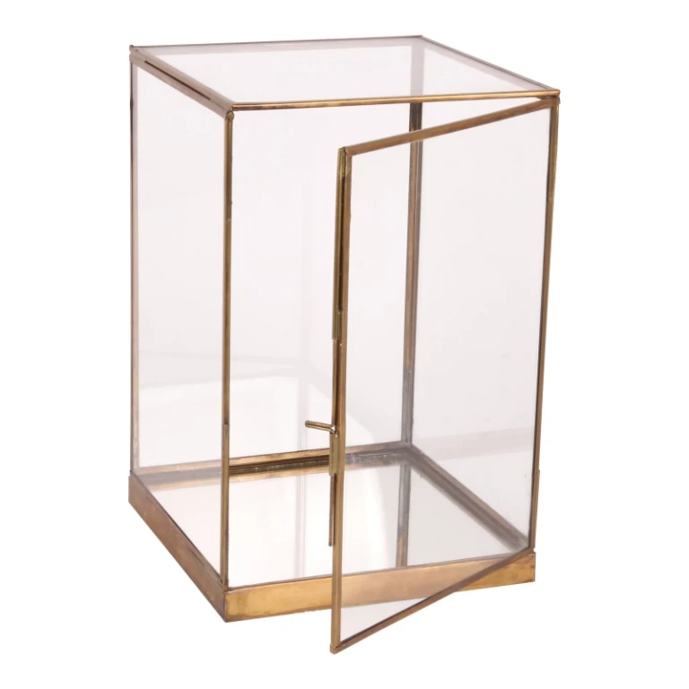 Boîte d'exposition - or - laiton et verre - 40 cm - 1 pièce