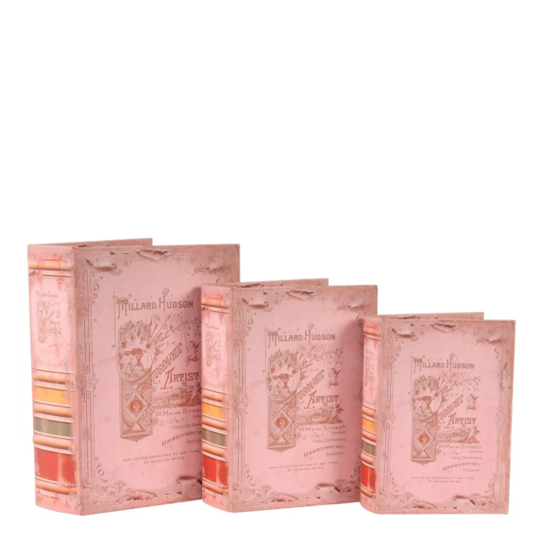 Boîte à livres Hudson - 20 cm - rose - simili cuir