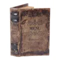 Boîte de rangement en forme de livre - 15 cm - brun - simili cuir
