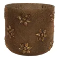 Bougeoir à perles - or - verre - 17 cm