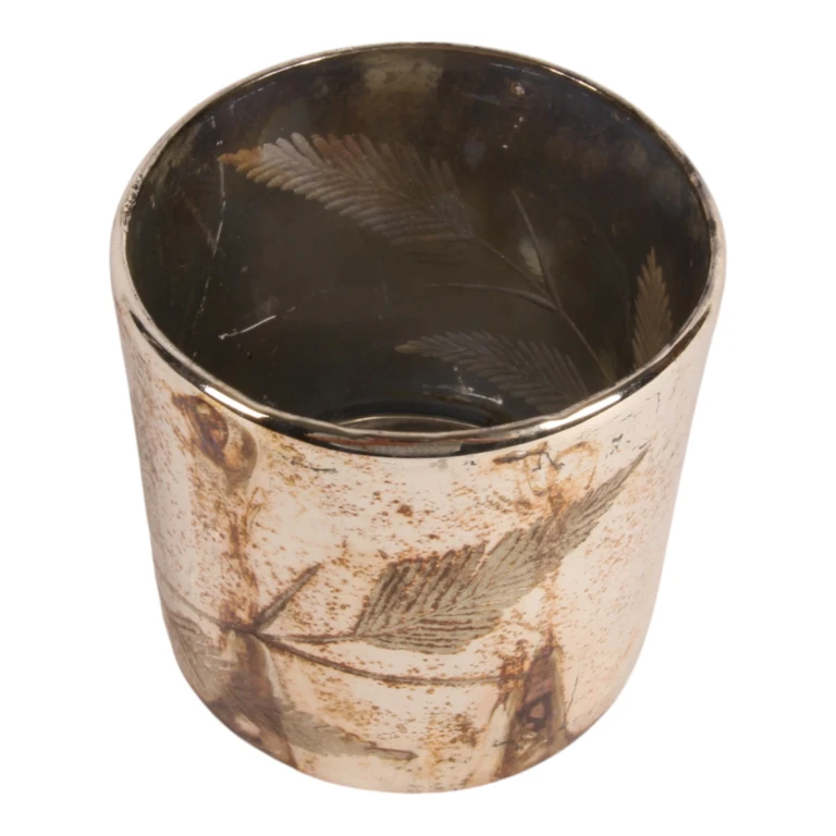Bougeoir à bougies Feuilles - argent - verre - 12 cm