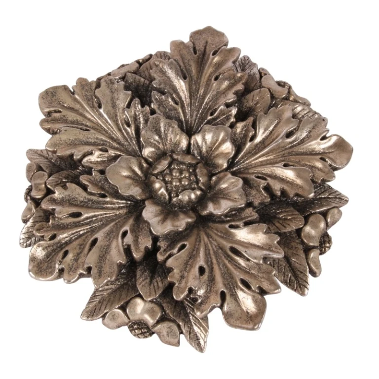 Ornement mural Fleur - argent - 25,5 cm - résine synthétique