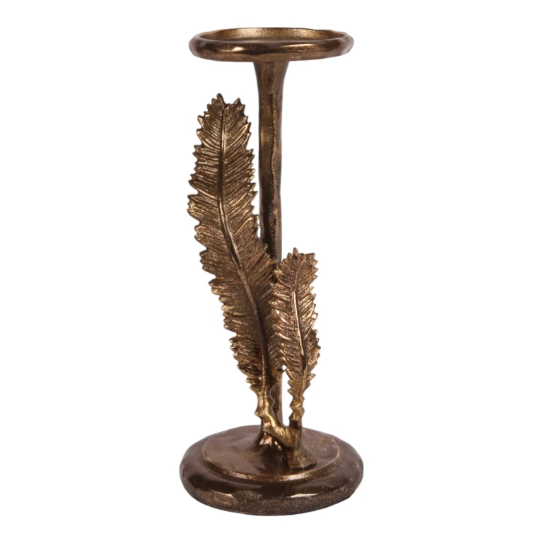Candélabre Plume - 28 cm - or - aluminium