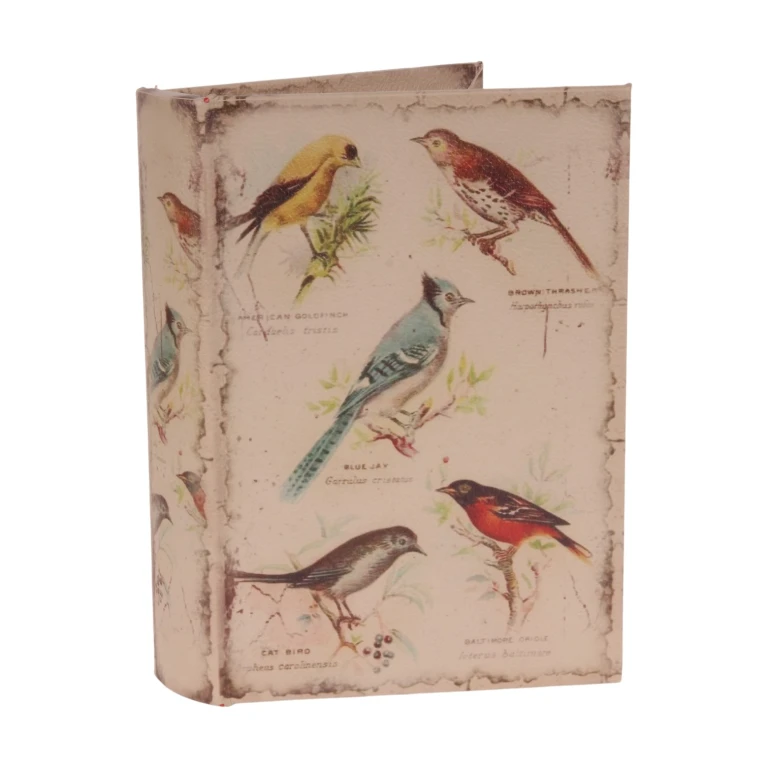 Boîte de rangement en forme de livre - 20 cm - beige - simili cuir - 1 pièce