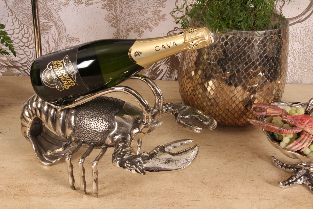 Porte-bouteille homard - argent - aluminium - 41 cm - 1 pièce