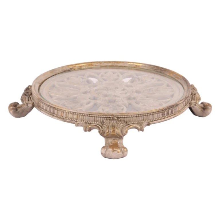 Plateau à gâteau 35 cm brun en résine synthétique - 1 pièce
