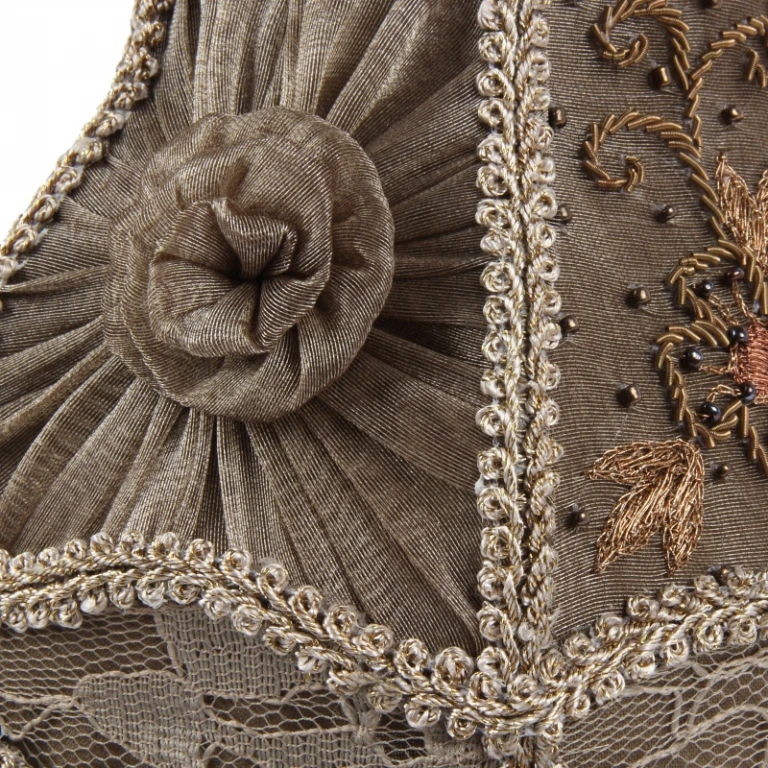 Abat-jour victorien à clip - 15 cm - taupe - tissu