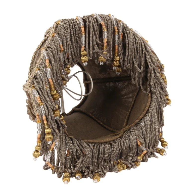 Abat-jour victorien à clip - 15 cm - taupe - tissu