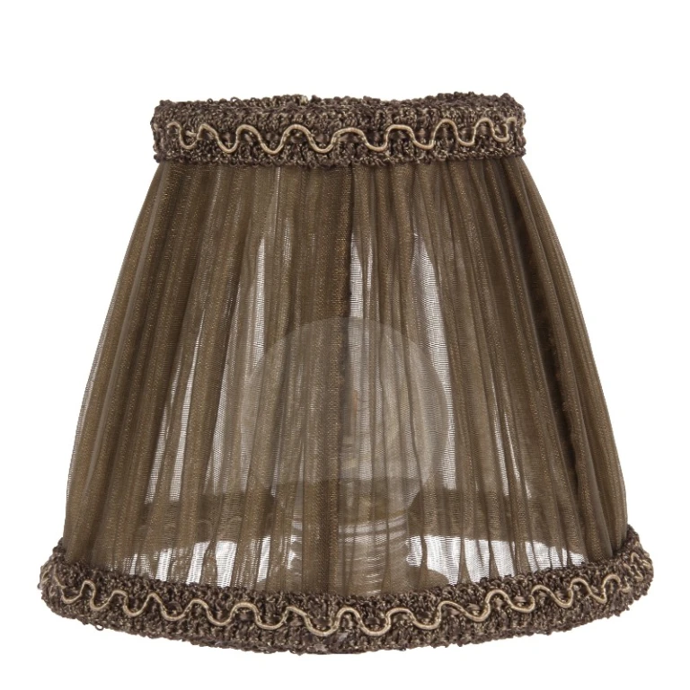 Abat-jour - 13 cm - brun - tissu