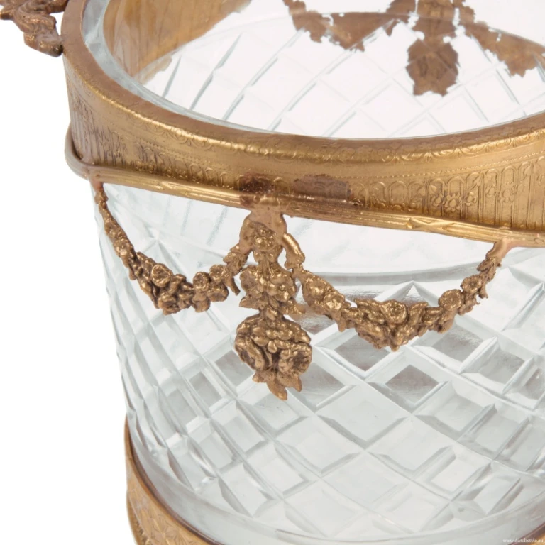 Porte-bouteille - or - 15 cm - laiton et verre