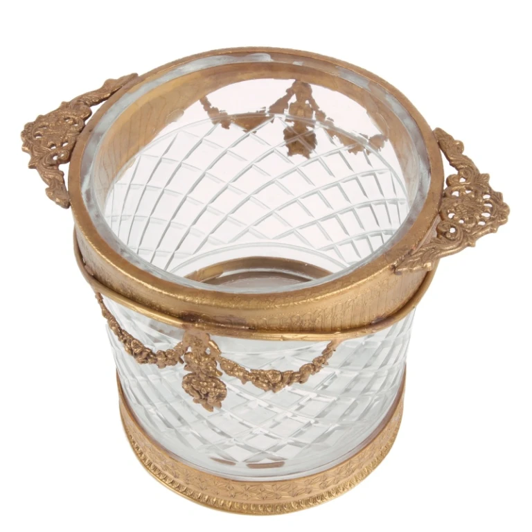 Porte-bouteille - or - 15 cm - laiton et verre