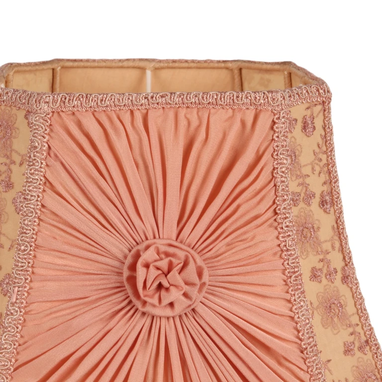 Abat-jour victorien carré - 30 cm - Rose - Tissu