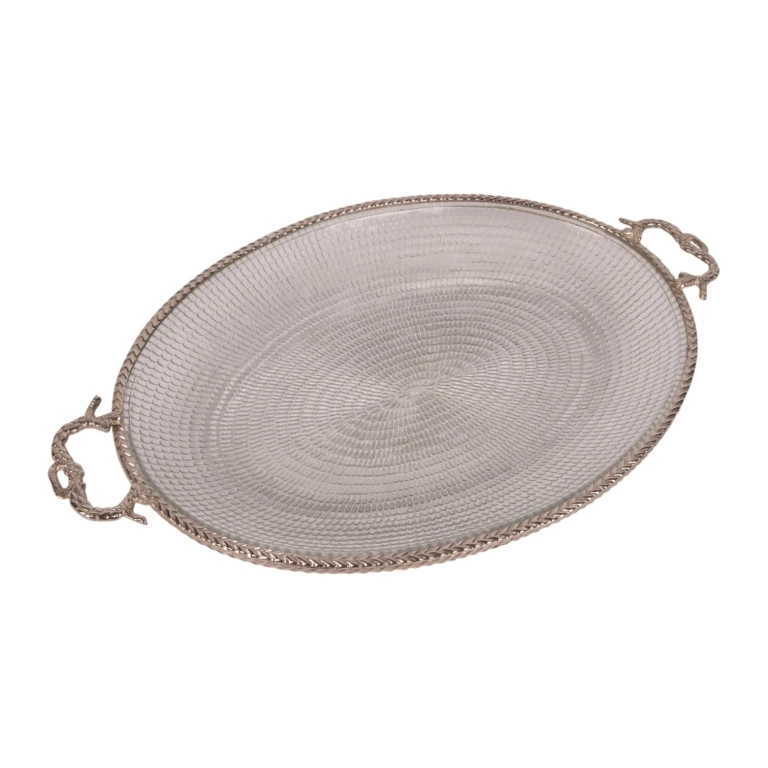 Plateau en laiton et verre - or - 39 cm