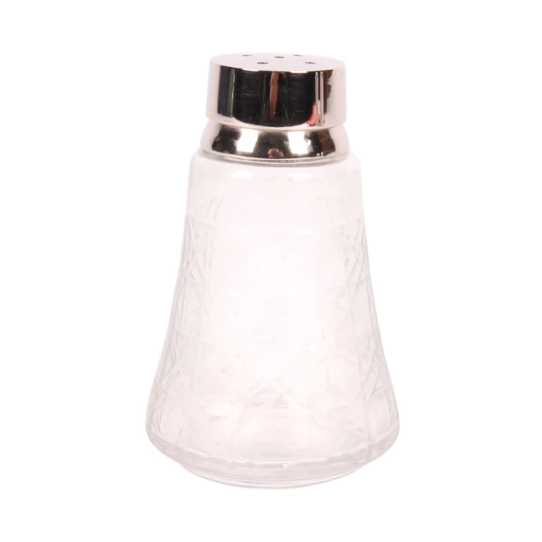 Salière - 12 cm - argent - laiton & verre