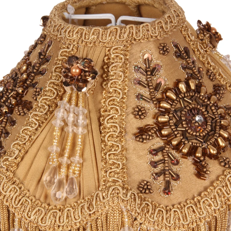 Abat-jour Victorian Dome - 18 cm - doré - tissu