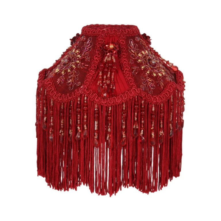 Abat-jour Victorian Dome - 18 cm - rouge - tissu